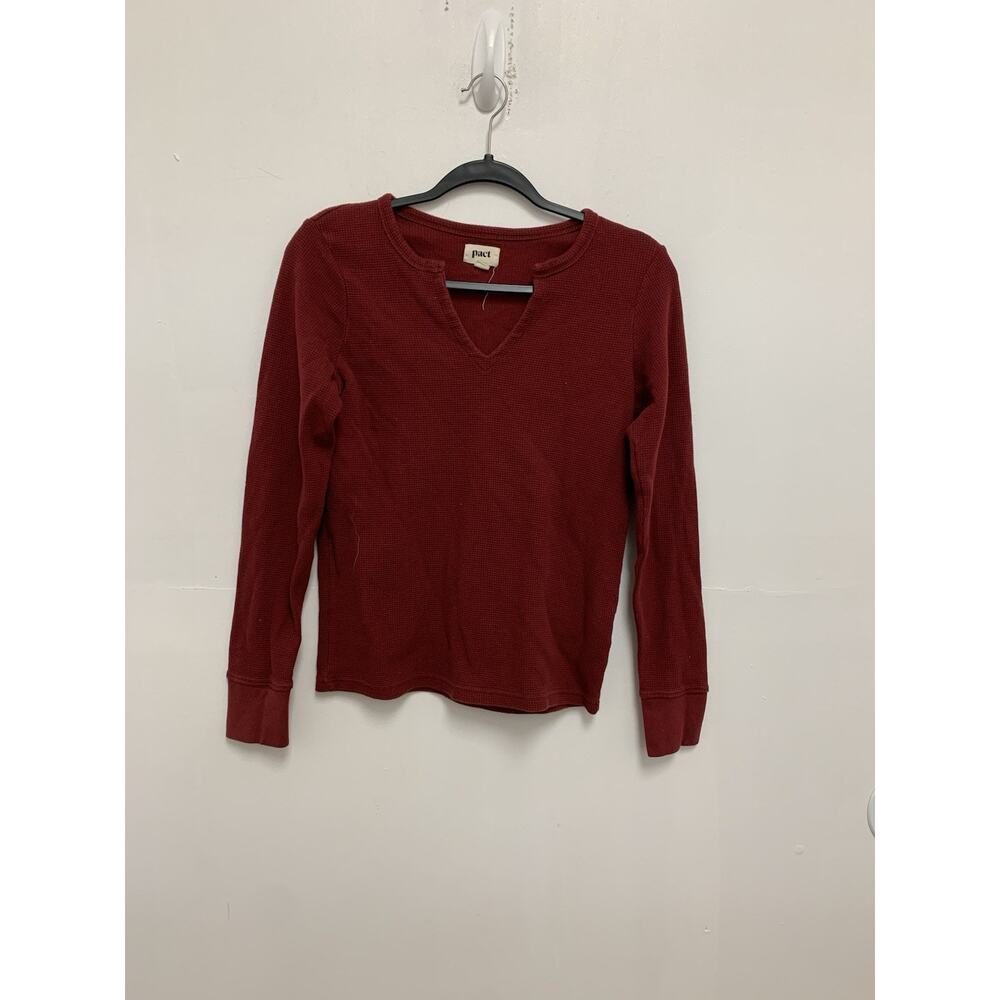 Pact Ribbed Red V Neck Size XS